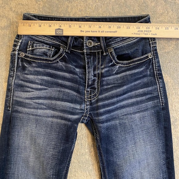 BKE Aiden Jeans Mens 27x34 Blue Dark Wash Straight Stretch Denim Pants Casual - Picture 4 of 14